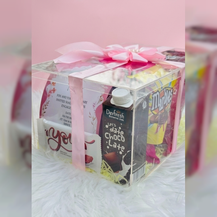 Acrylic Box with Delicious Snacks Luxury Gift Box