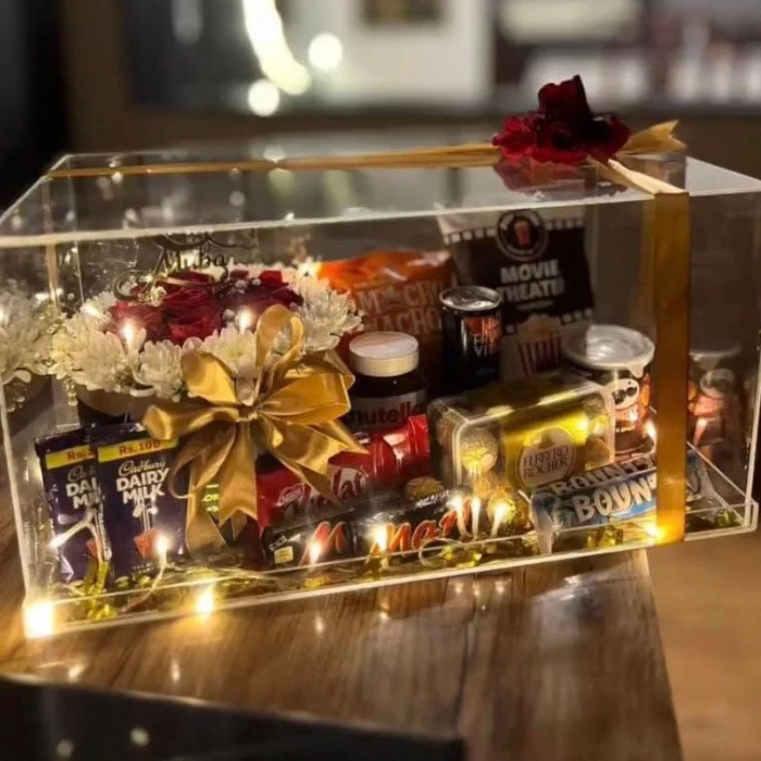 Acrylic Chocolate & Flower Hamper Ferrero, KitKat & Luxe Gifts