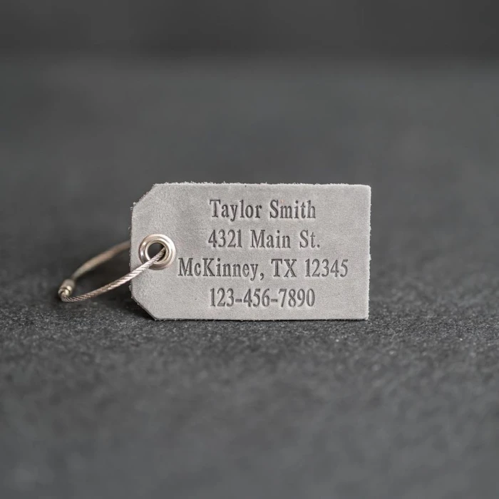 Personalized Leather Luggage Tag Custom Gift with Initials, Name & Contact Info