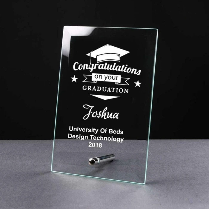 Personalized Graduation Glass Plaque Customizable 6×8″ with Stand