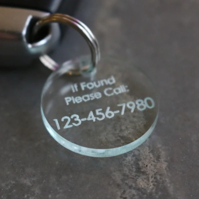 Minimalist Engraved Acrylic Lost & Found Contact Keychain Discreet Emergency Info Tag