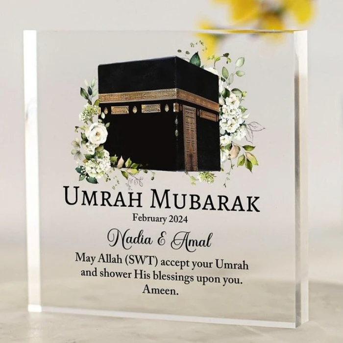 Personalised Umrah Mubarak Acrylic Plaque Custom Islamic Gift