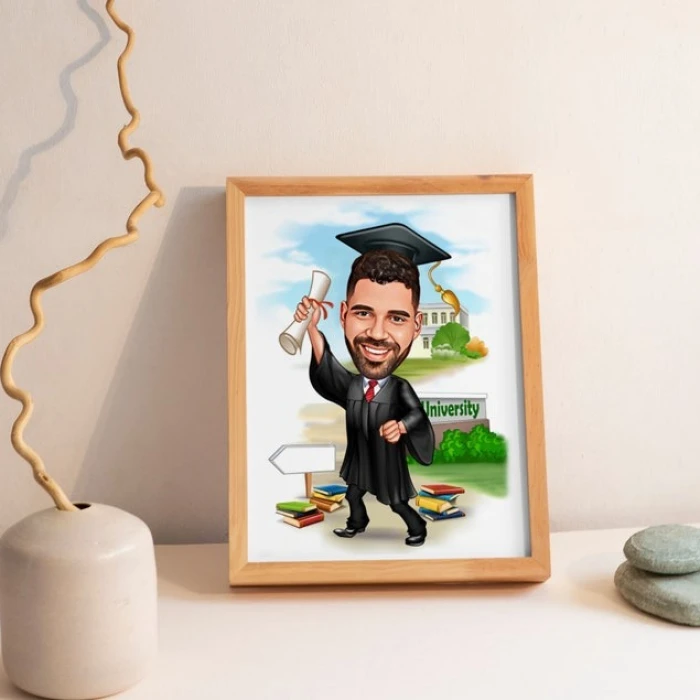 Custom Graduation Cartoon Portrait Personalized Digital Illustration from Your Photo cover image 3
