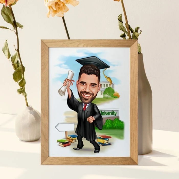 Custom Graduation Cartoon Portrait Personalized Digital Illustration from Your Photo cover image 4