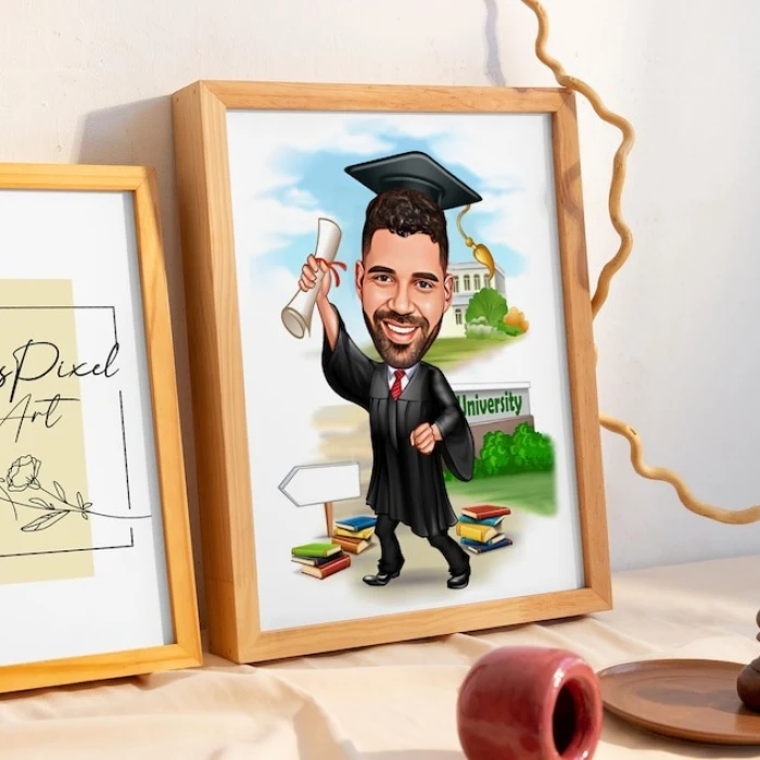 Custom Graduation Cartoon Portrait Personalized Digital Illustration from Your Photo cover image 5