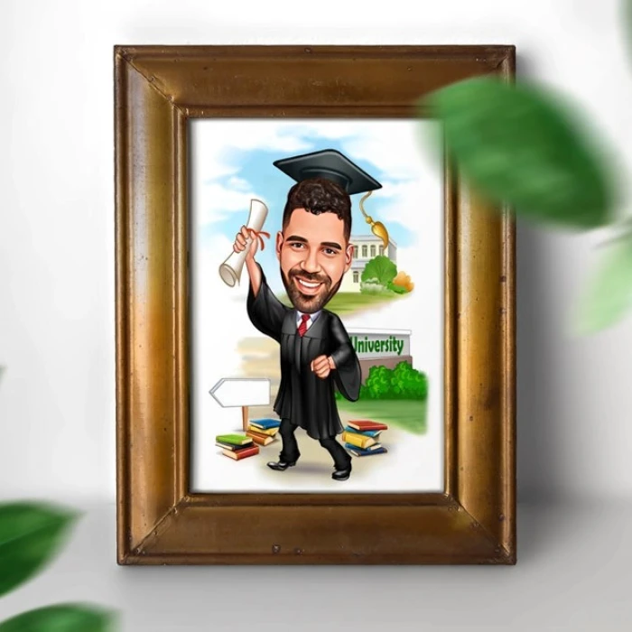 Custom Graduation Cartoon Portrait Personalized Digital Illustration from Your Photo cover image 6