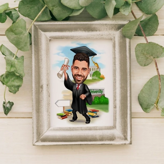 Custom Graduation Cartoon Portrait Personalized Digital Illustration from Your Photo cover image 7