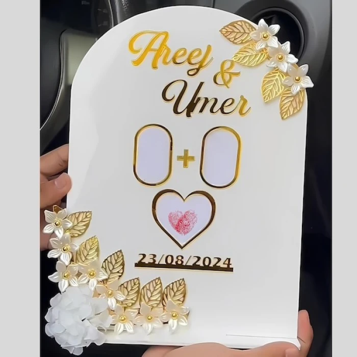 Personalized Arch Acrylic Thumbprint Table Board Luxurious Wedding Keepsake