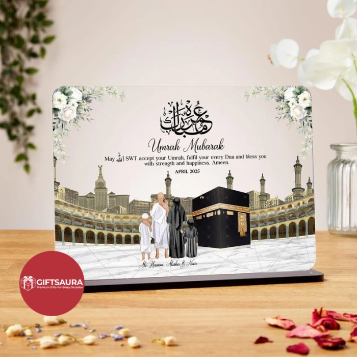 Personalised Umrah Mubarak Acrylic Plaque – Custom Islamic Gift