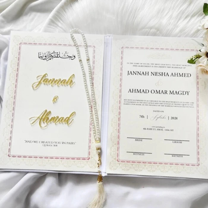 Personalized Nikkah Nama Folder & Contract Custom Nikkah Gift