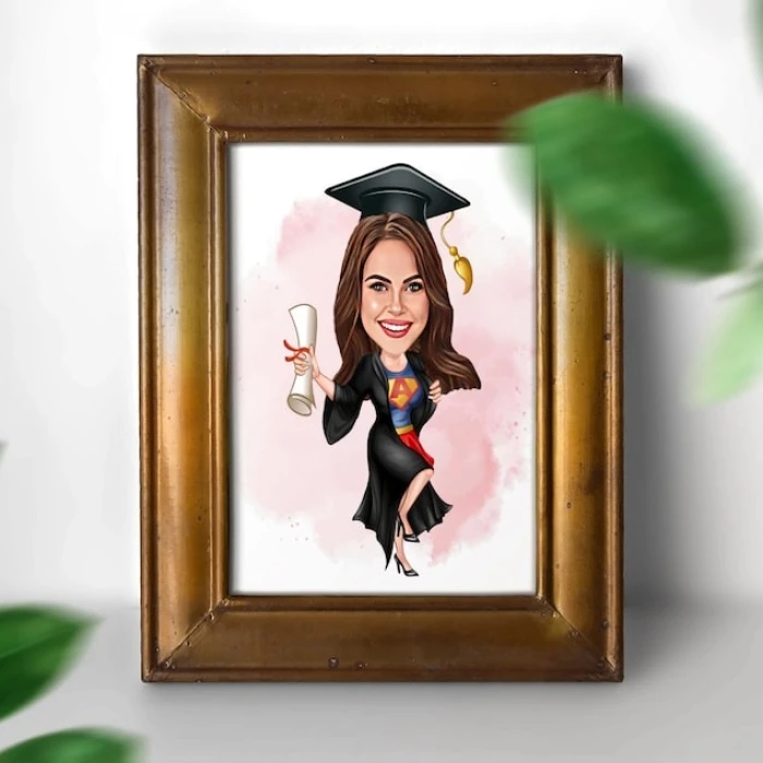 Custom Graduation Cartoon Portrait – Personalized Cap‑and‑Gown Caricature cover image 2