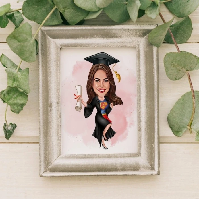 Custom Graduation Cartoon Portrait – Personalized Cap‑and‑Gown Caricature cover image 1
