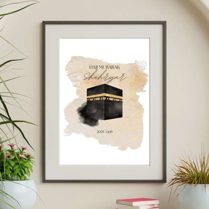 Personalised A5 Umrah or Hajj Mubarak Acrylic Plaque Custom Islamic Gift