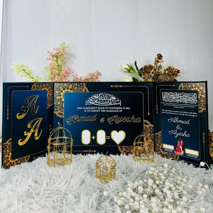 Personalized Nikah Certificate Book Box – Thumbprint & Signature Keepsake