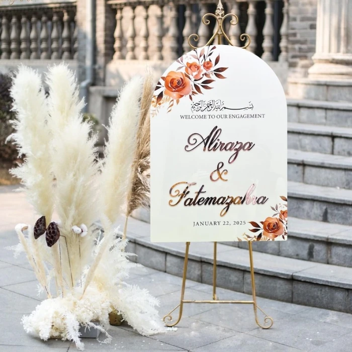 Custom 3D Arched Acrylic Wedding Welcome Sign