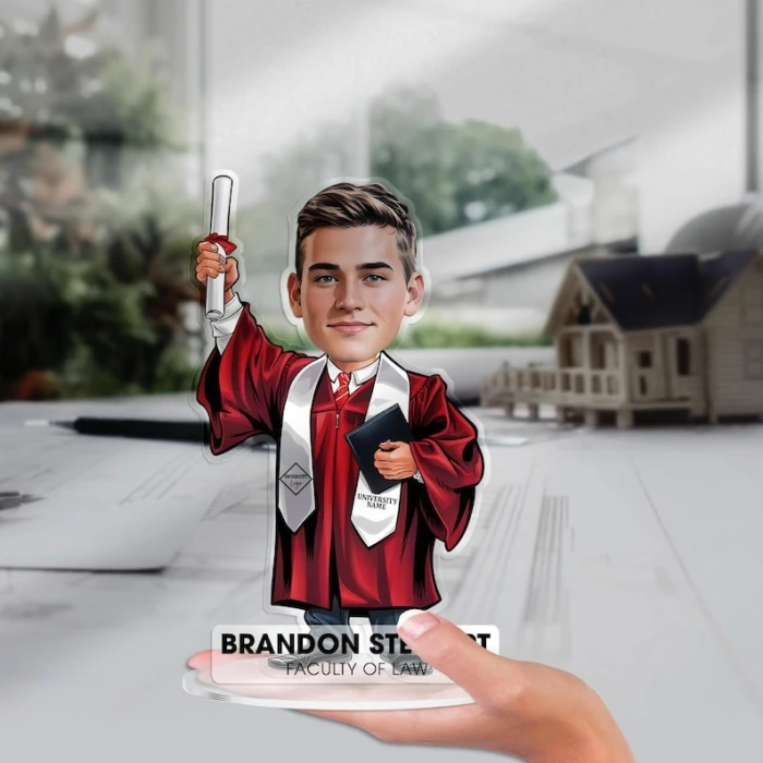 Custom Graduation Figurine Trinket Personalized Caricature Portrait on Acrylic Base cover image 2