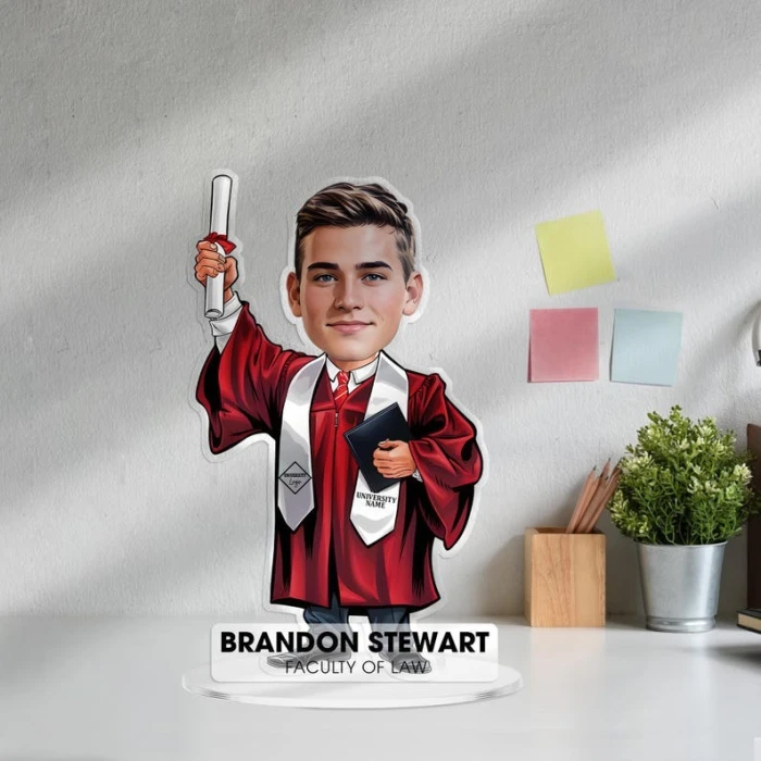 Custom Graduation Figurine Trinket Personalized Caricature Portrait on Acrylic Base