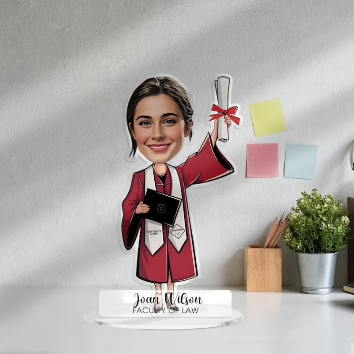 Custom Graduation Figurine Trinket Personalized Caricature Portrait on Acrylic Base cover image 3