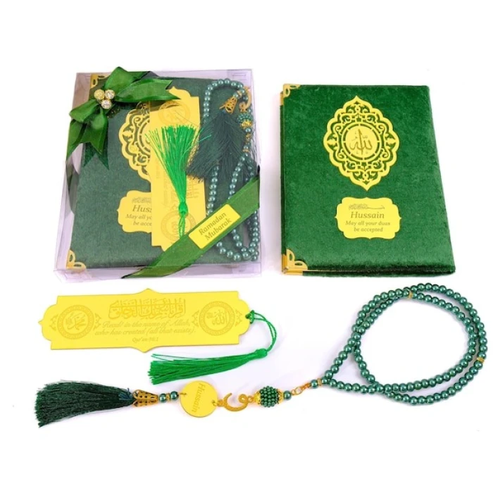 Personalized Velvet Dua Book & Gold Bookmark Gift Set Umrah/Hajj Favor