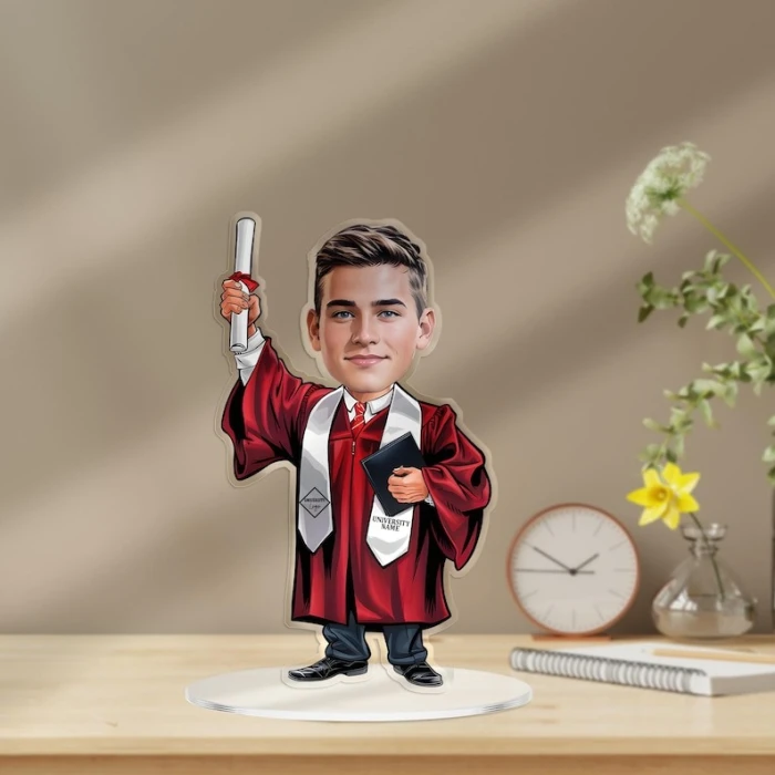 Custom Graduation Figurine Trinket Personalized Caricature Portrait on Acrylic Base cover image 6