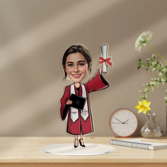Custom Graduation Figurine Trinket Personalized Caricature Portrait on Acrylic Base cover image 7