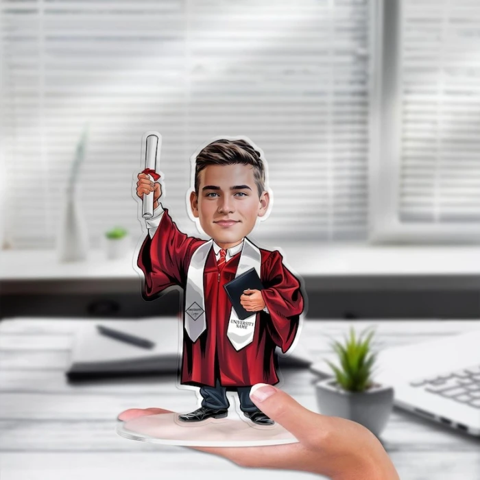 Custom Graduation Figurine Trinket Personalized Caricature Portrait on Acrylic Base cover image 8