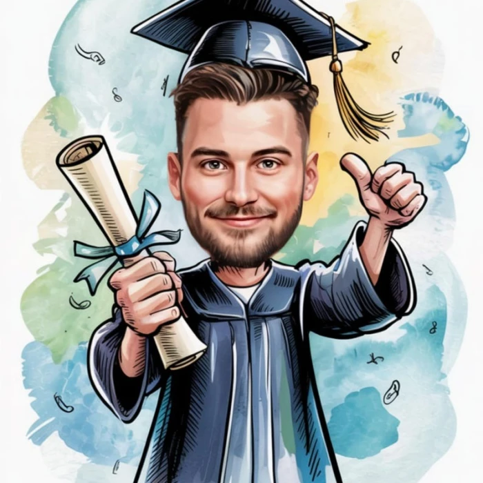 Custom Graduation Cartoon Portrait – Personalized Cap & Gown Digital Art cover image 1