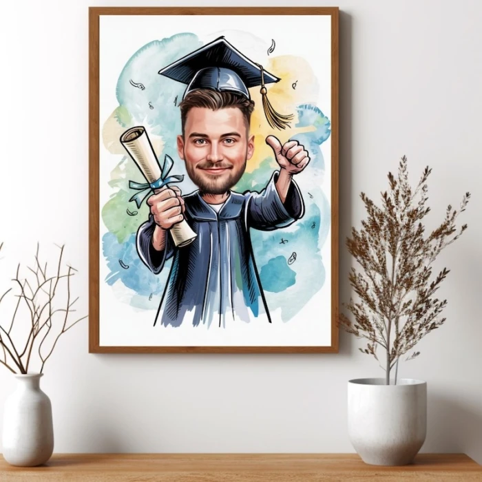 Custom Graduation Cartoon Portrait – Personalized Cap & Gown Digital Art cover image 2