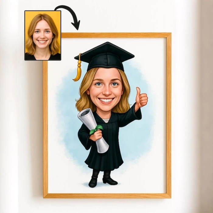 Custom Graduation Cartoon Portrait Personalized Digital Graduation Cartoon from Photo