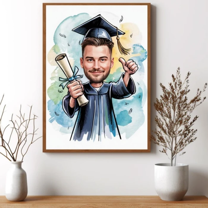 Custom Graduation Cartoon Portrait – Personalized Cap & Gown Digital Art cover image 3