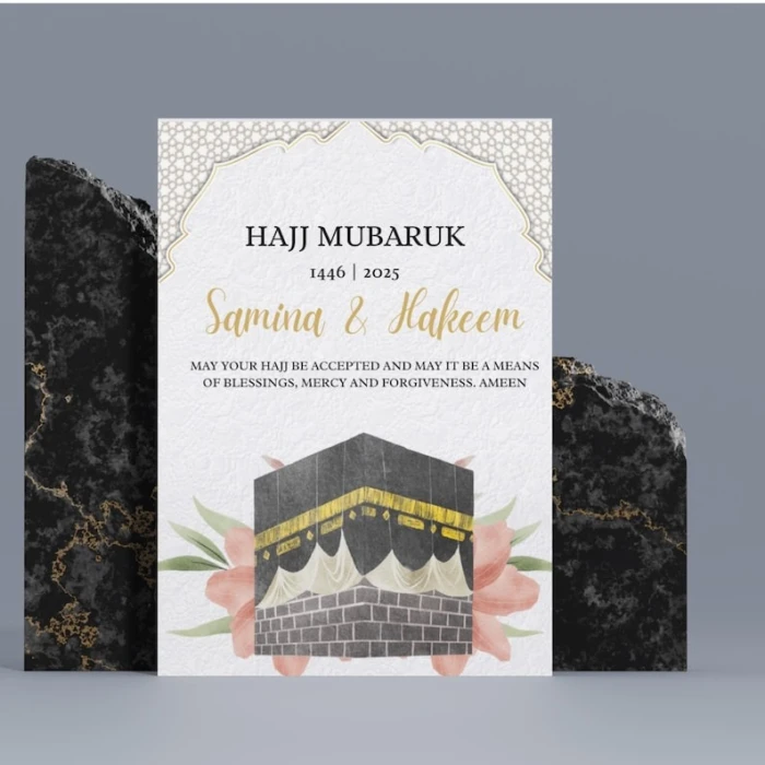 Hajj Mubarak Digital Gift Editable Card Template