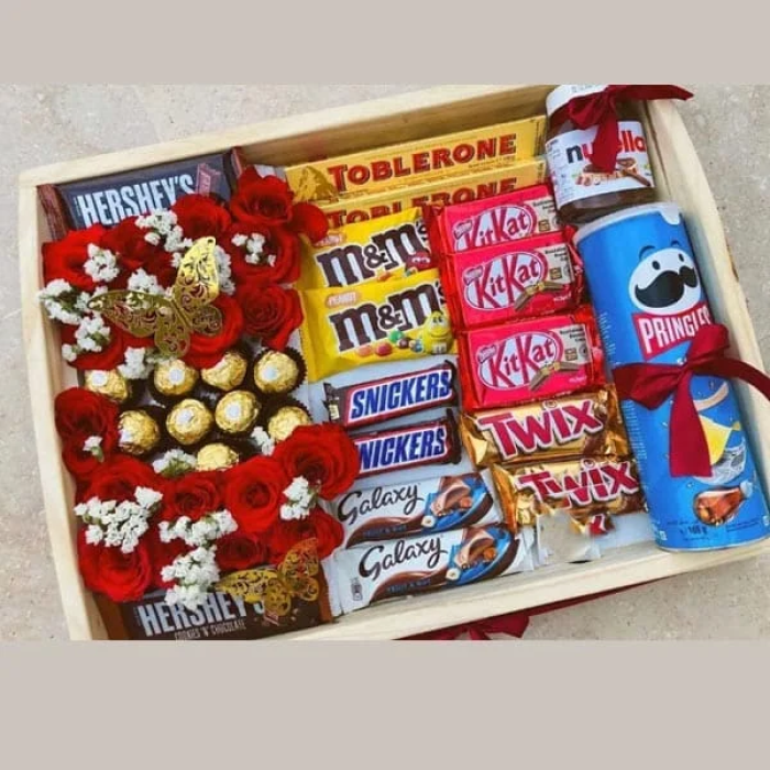 Mix Chocolate Gift Box Premium Assorted Chocolates & Roses