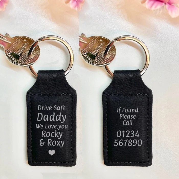 Customized Phone Number Key Chain for Women Men Leather Keyring
