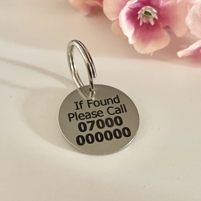 Personalised Key Ring IF FOUND PLEASE CALL with phone number &  name on back side cover image 1
