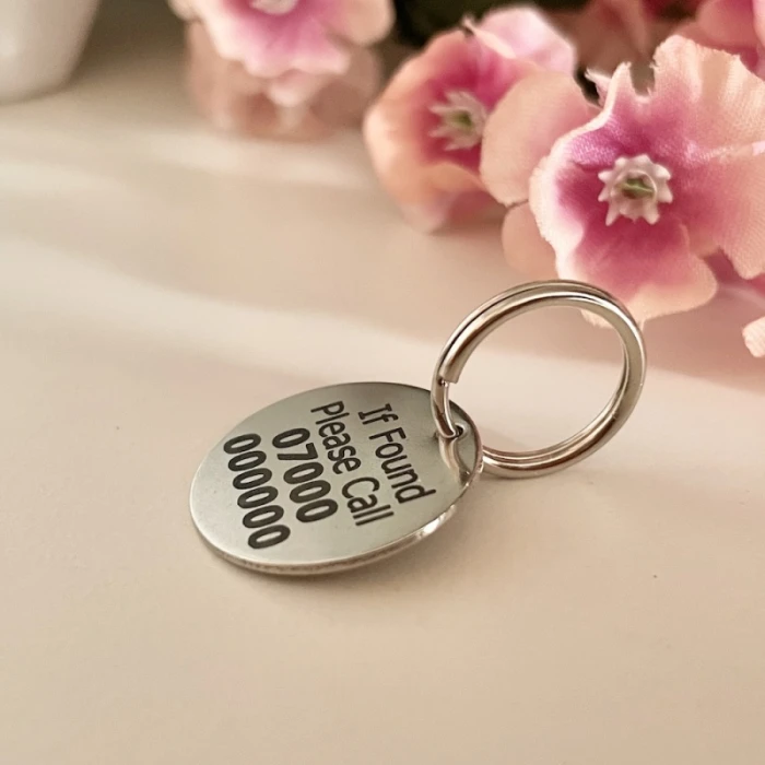 Personalised Key Ring IF FOUND PLEASE CALL with phone number &  name on back side cover image 3