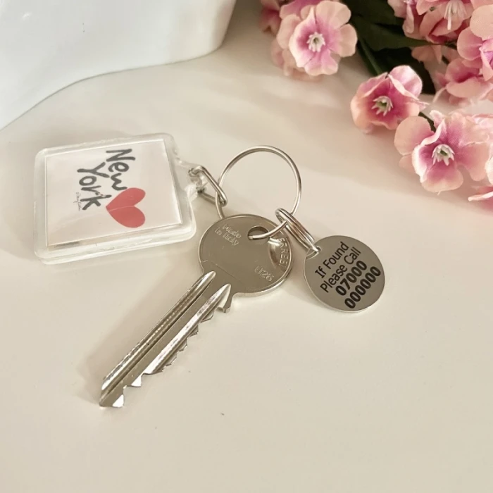 Personalised Key Ring IF FOUND PLEASE CALL with phone number &  name on back side cover image 4