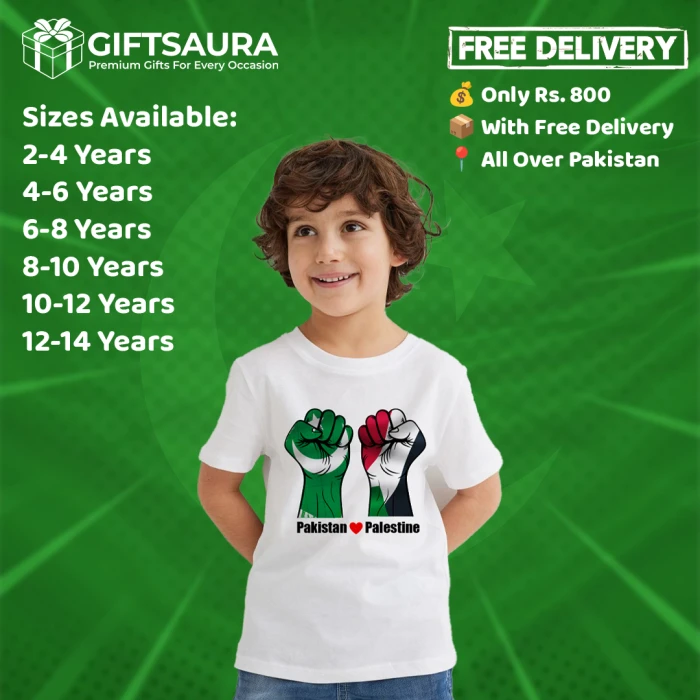 14 August T-Shirts for Kids Palestinians and pakistan design
