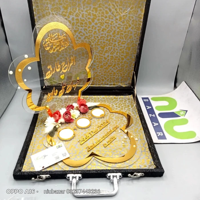 Personalized Round Acrylic Double Thumb Impression Board Nikkah Gift