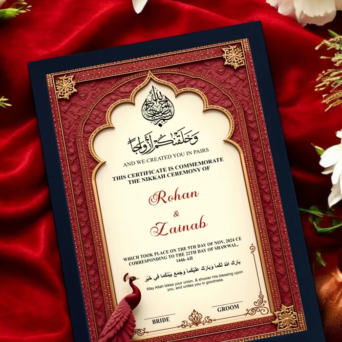 Nikkah Certificate with Custom and Decorative Frame