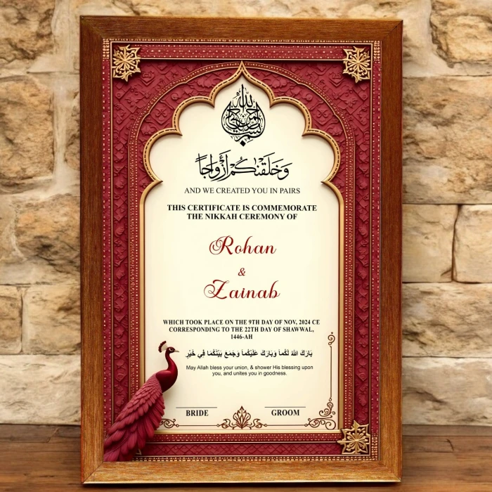 Nikkah Certificate with Custom and Decorative Frame cover image 1