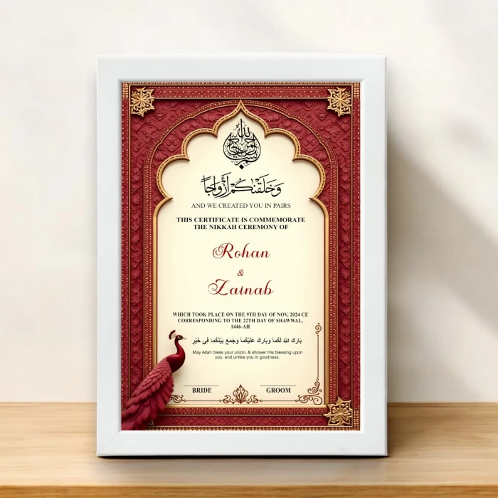 Nikkah Certificate with Custom and Decorative Frame cover image 3