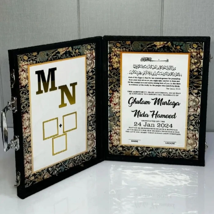 Customized Nikkah Certificate Briefcase Personalized Keepsake Gift for Wedding Ceremony