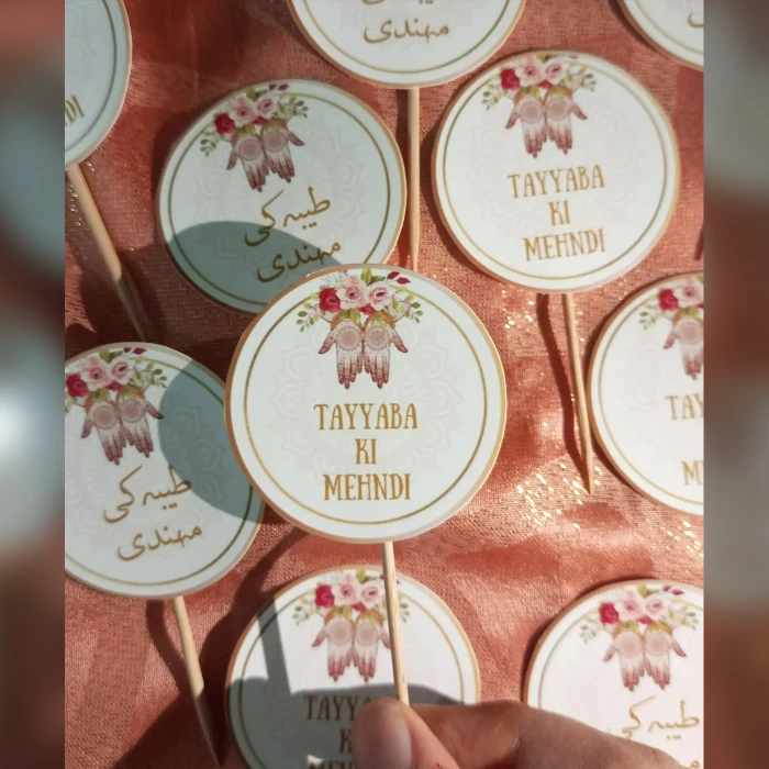 Customized Mehndi Themed Mithai Sweet Toppers Unique Designs cover image 1