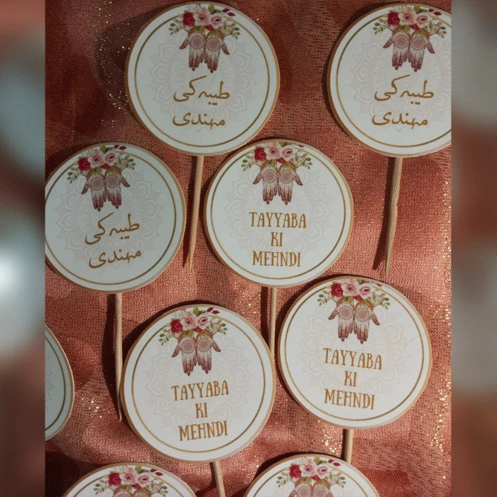 Customized Mehndi Themed Mithai Sweet Toppers Unique Designs cover image 2