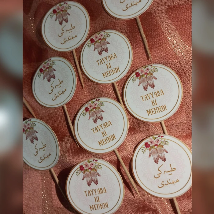 Customized Mehndi Themed Mithai Sweet Toppers Unique Designs cover image 3