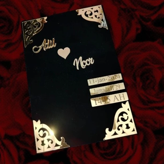Velvet Customized Nikkah Booklet in Black color