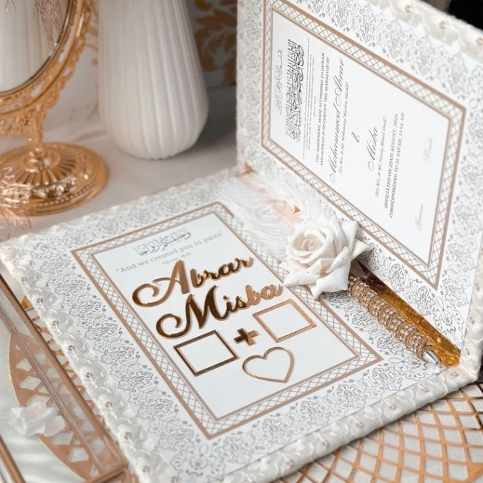 Personalized Nikkah Certificate Booklet with Thumb Impression Elegant Design