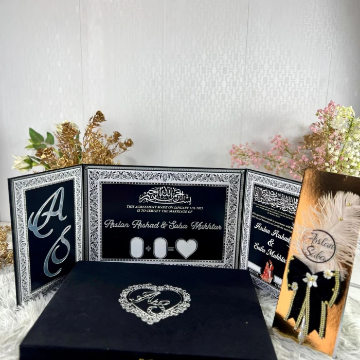 Elegant Nikkah Certificate Booklet with Thumb Impression
