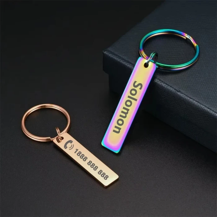 Custom Stainless Steel Personalized Keychain – Engraved Name or Message