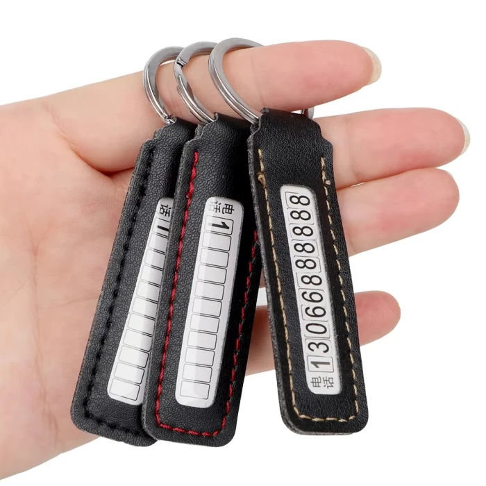 Stainless Steel Car Keychain with Custom Phone Number Tag